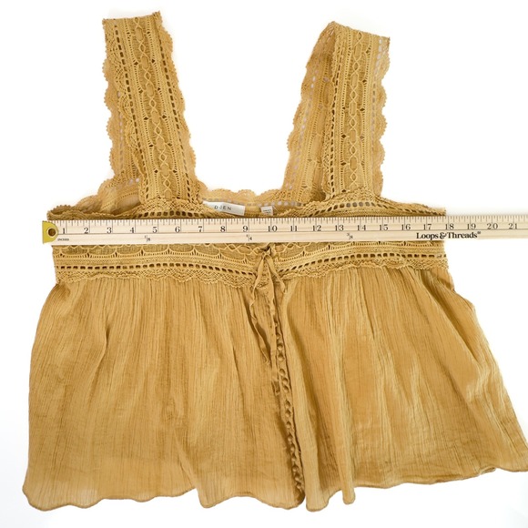 DÔEN Vera Golden Cotton Lace Tank Hand-Feel Texture, Soft Prairie Silhouette - L - Picture 2 of 8